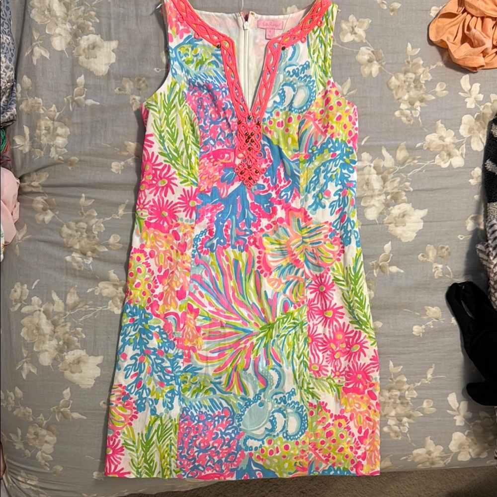 Colorful Sleeveless Dress with Tropical Print
